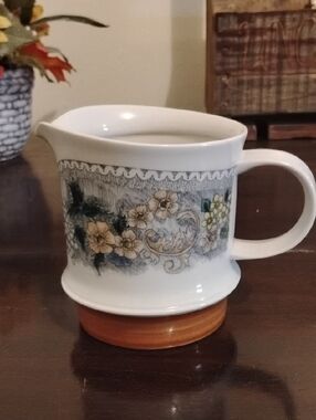 Goebel Floral Ceramic Pitcher with Handle - White with Yellow & Green Accents